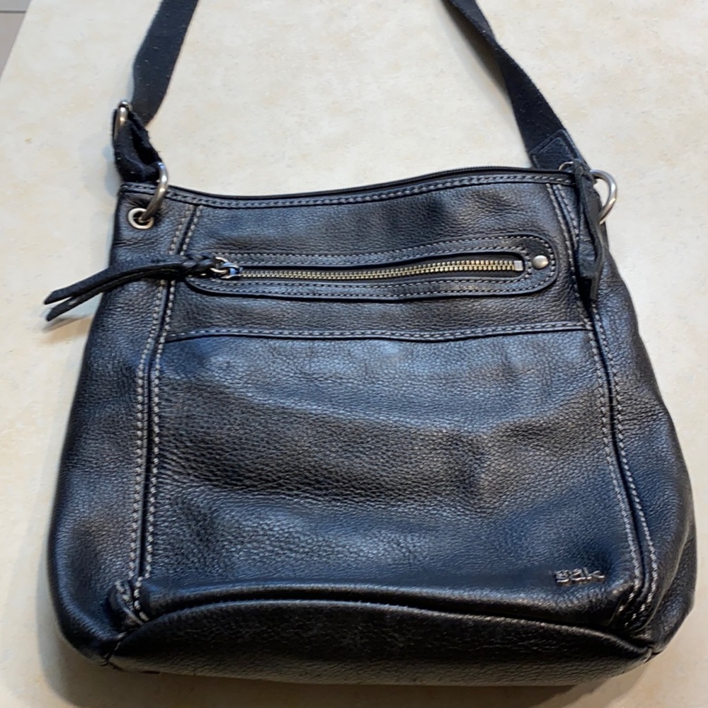 The Sak black soft pebble leather crossbody
